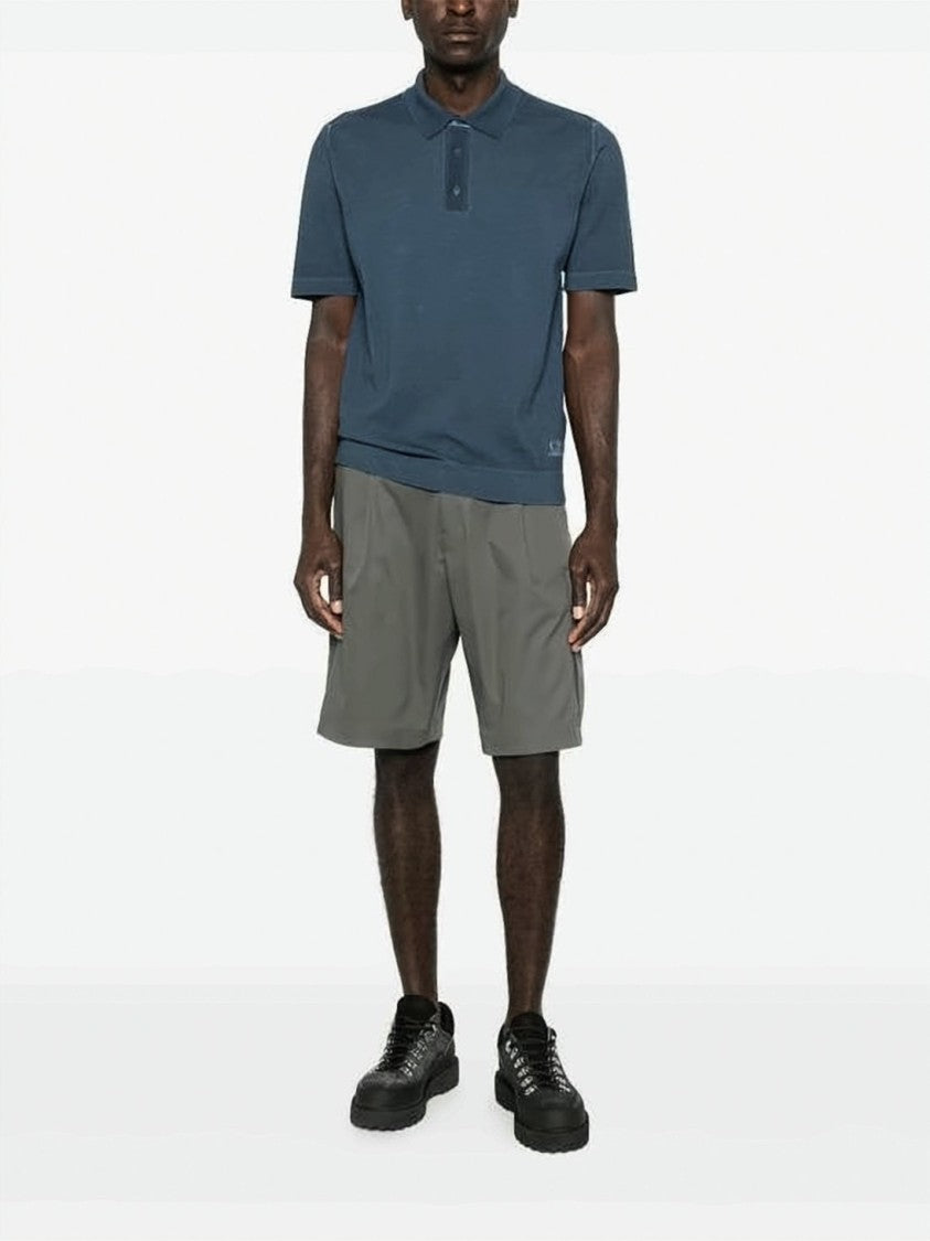 C.P. Company Classic Blue Polo Shirt With Embroidered Logo