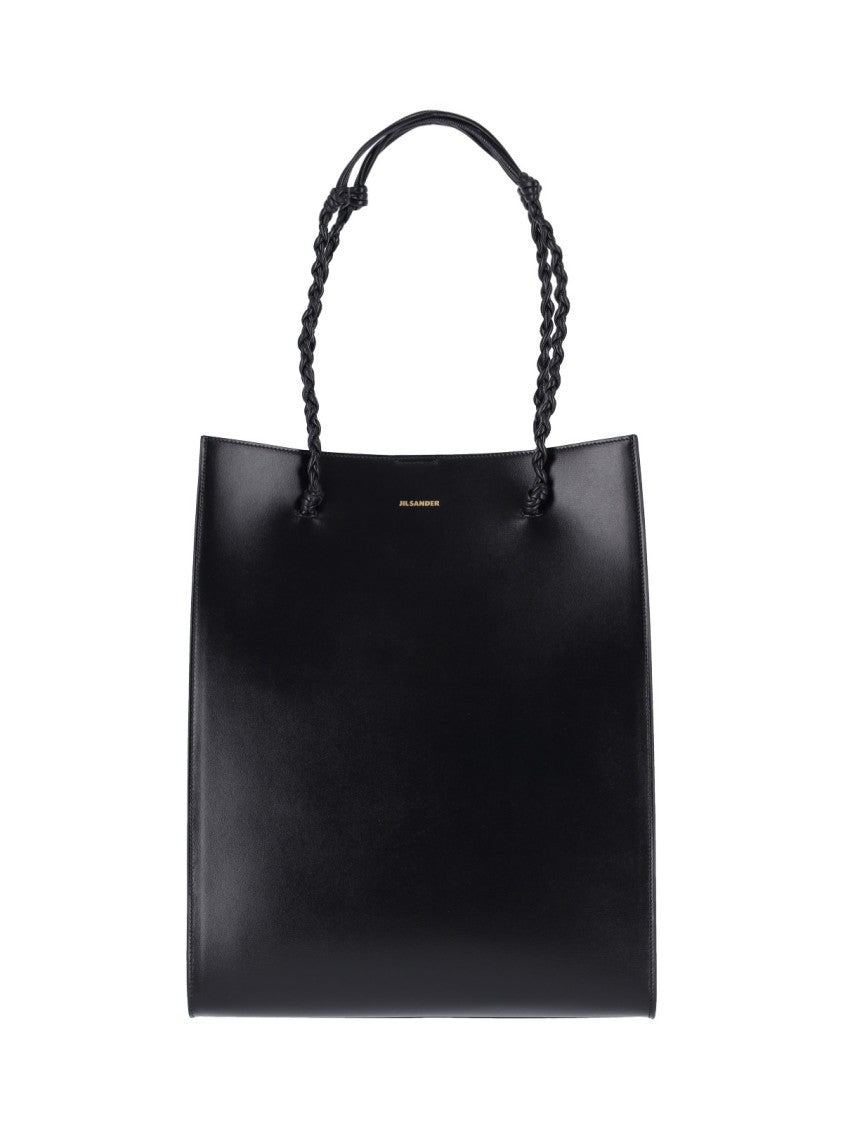 Jil Sander Structured Calf Leather Tote With Braided Handles And Embossed Detailing