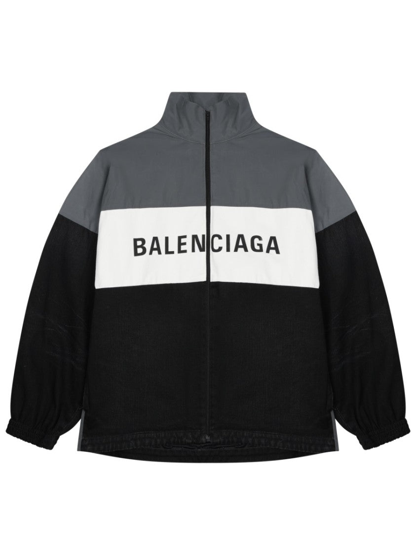 Balenciaga Color-Block Oversized Jacket With Bold Logo