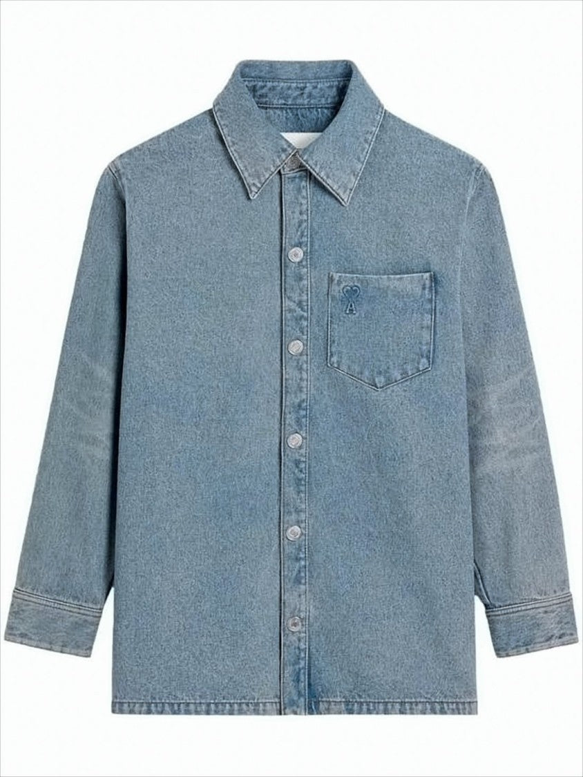 Ami Paris Light Blue Oversized Denim Jacket