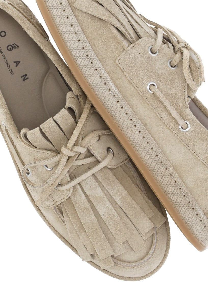 Hogan Beige H683 Suede Leather Loafers