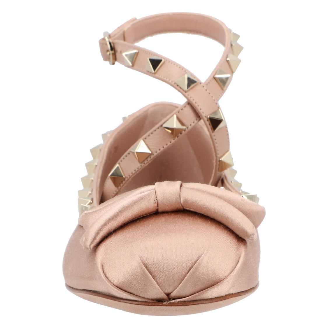 Valentino Rockstud Satin Ballerinas Nude