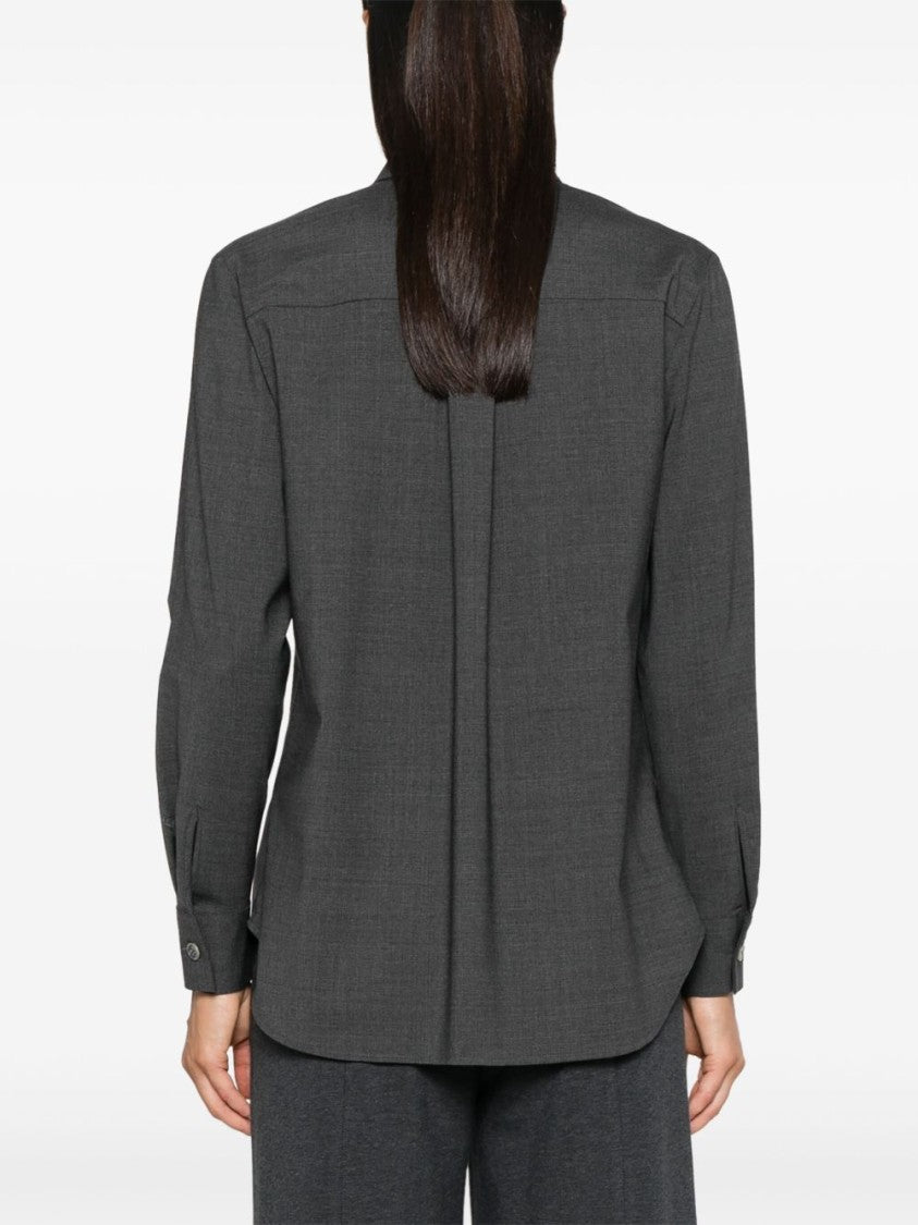 Parosh Structured Anthracite Stretch Wool Shirt