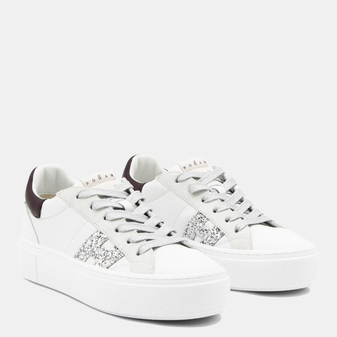 Hogan White And Black Leather Sneakers