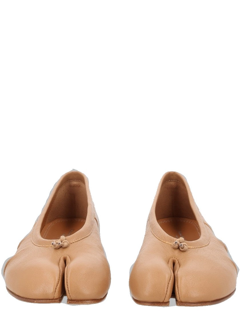 Maison Margiela Nude Split-Toe Knot Leather Flats