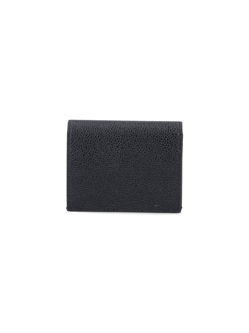 Thom Browne Refined Black Leather Wallet With Tricolor Grosgrain Lining