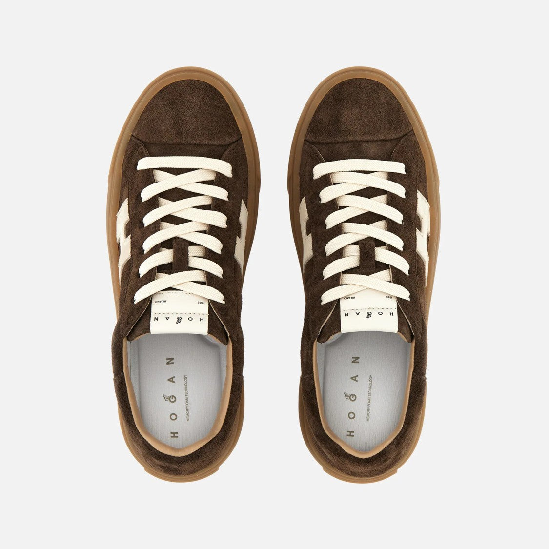 Hogan Brown Suede Gum-Sole Low-Top Sneakers