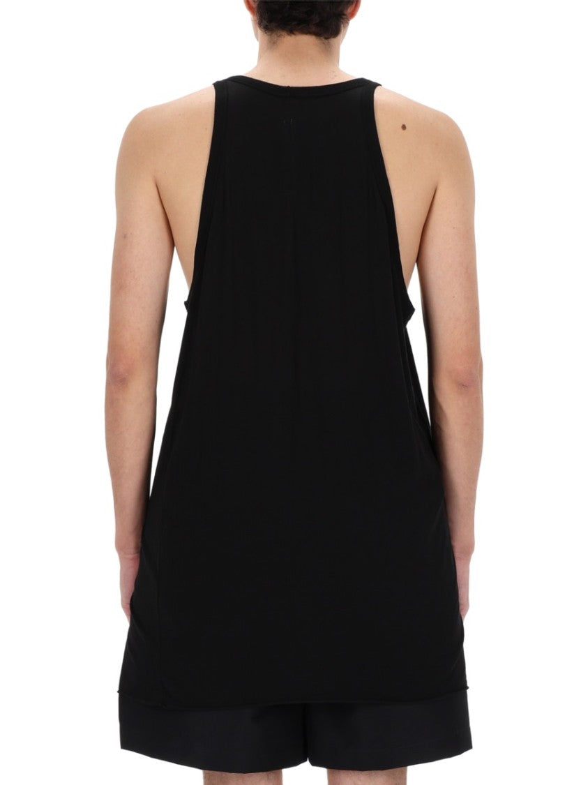 Rick Owens White Cotton Deep Scoop Tank Top