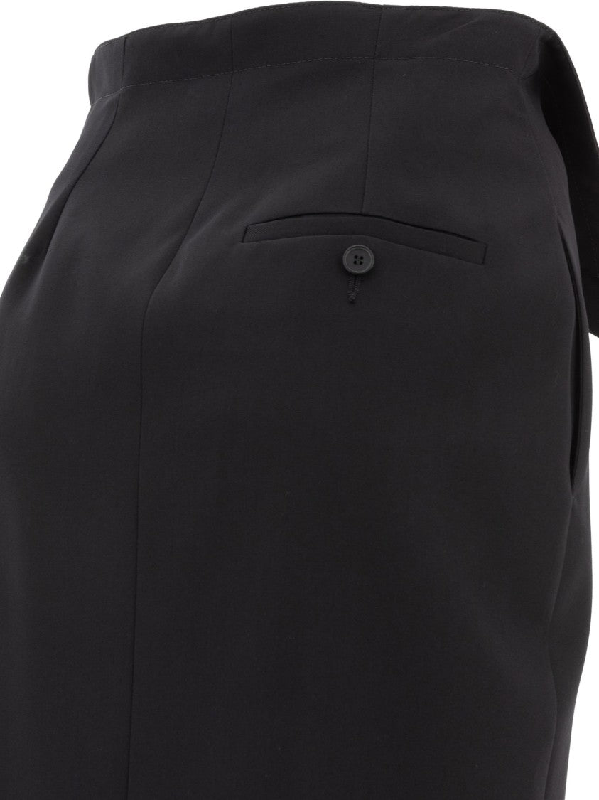 Alexander Mcqueen High-Waisted Black Wool Skirt