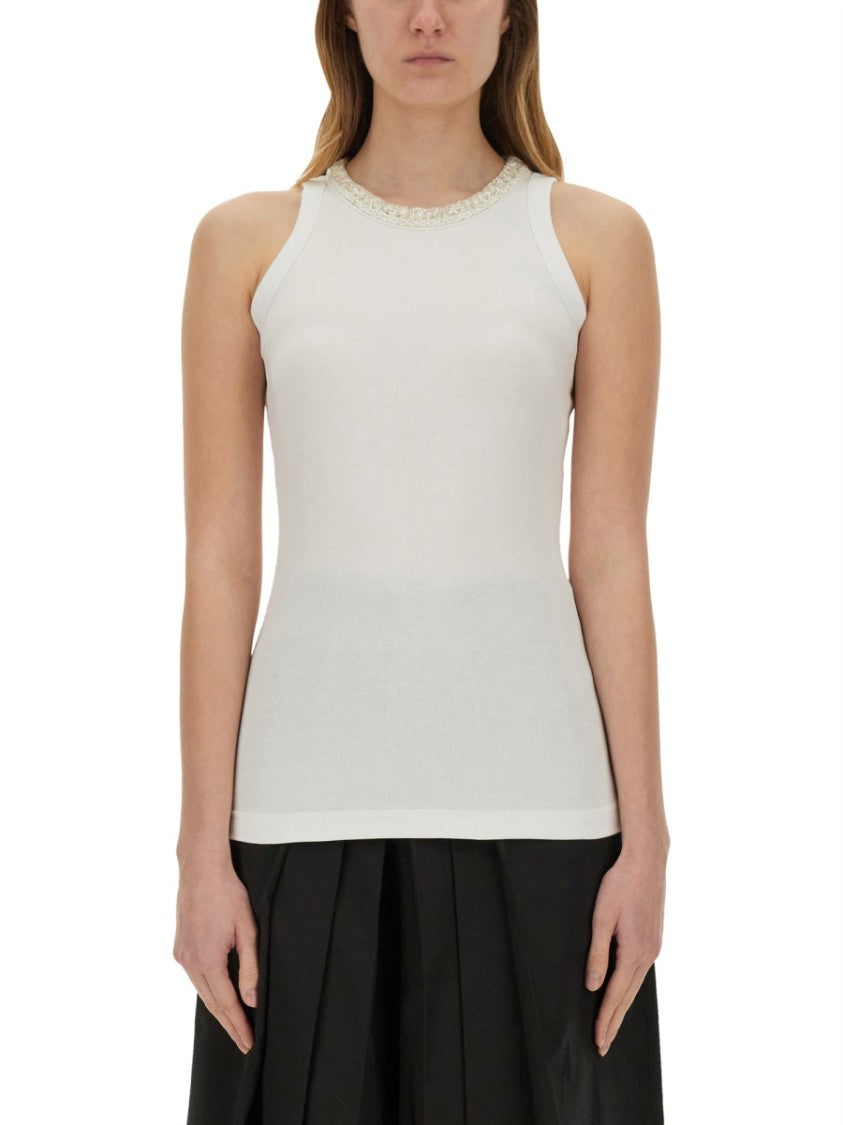 Fabiana Filippi Fitted White Jersey Tank Top