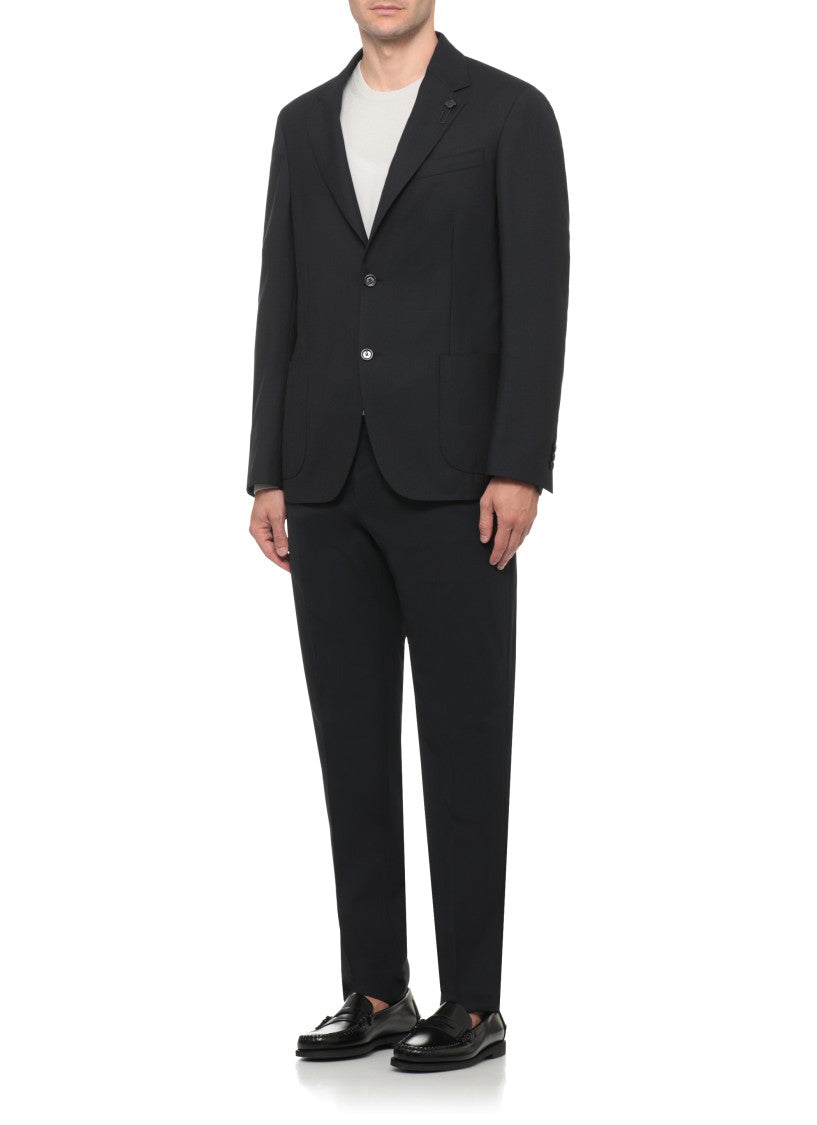 Lardini Classic Wool Jacket With Iconic Lapel Pin And Tailored Finish