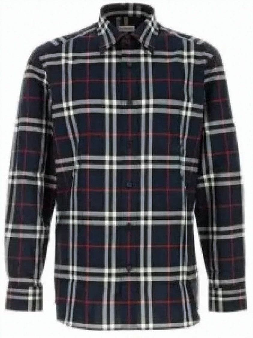 Burberry Plaid Long-Sleeve Shirt With Button-Down Collar