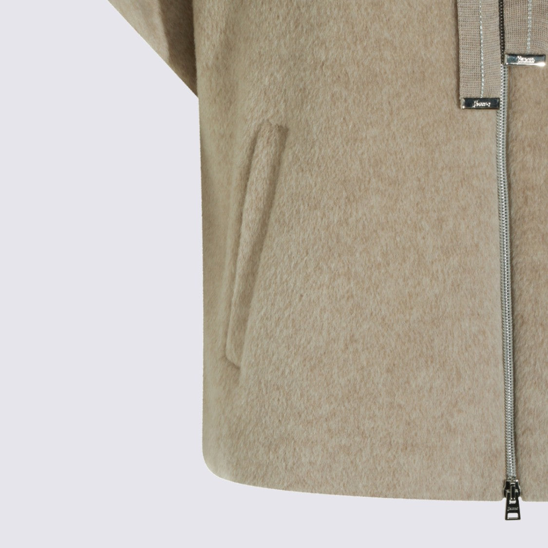 Herno Boxy Short Sleeve Coat With Ribbed High Collar
