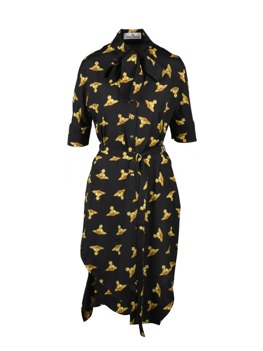 Vivienne Westwood Metro Dress With Golden Emblem Pattern