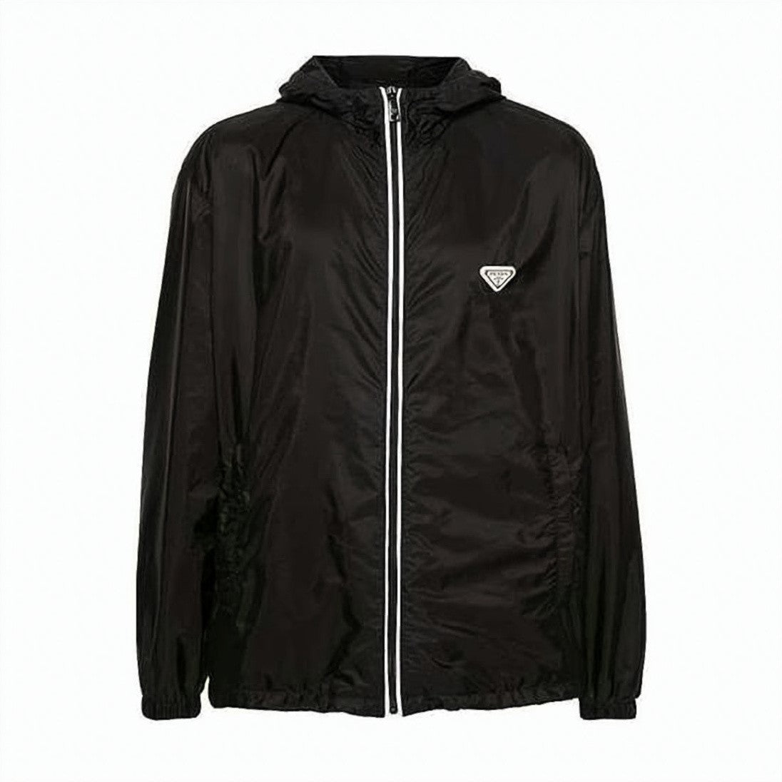 Prada Lightweight Black Jacket With Hood And Zipper Closure