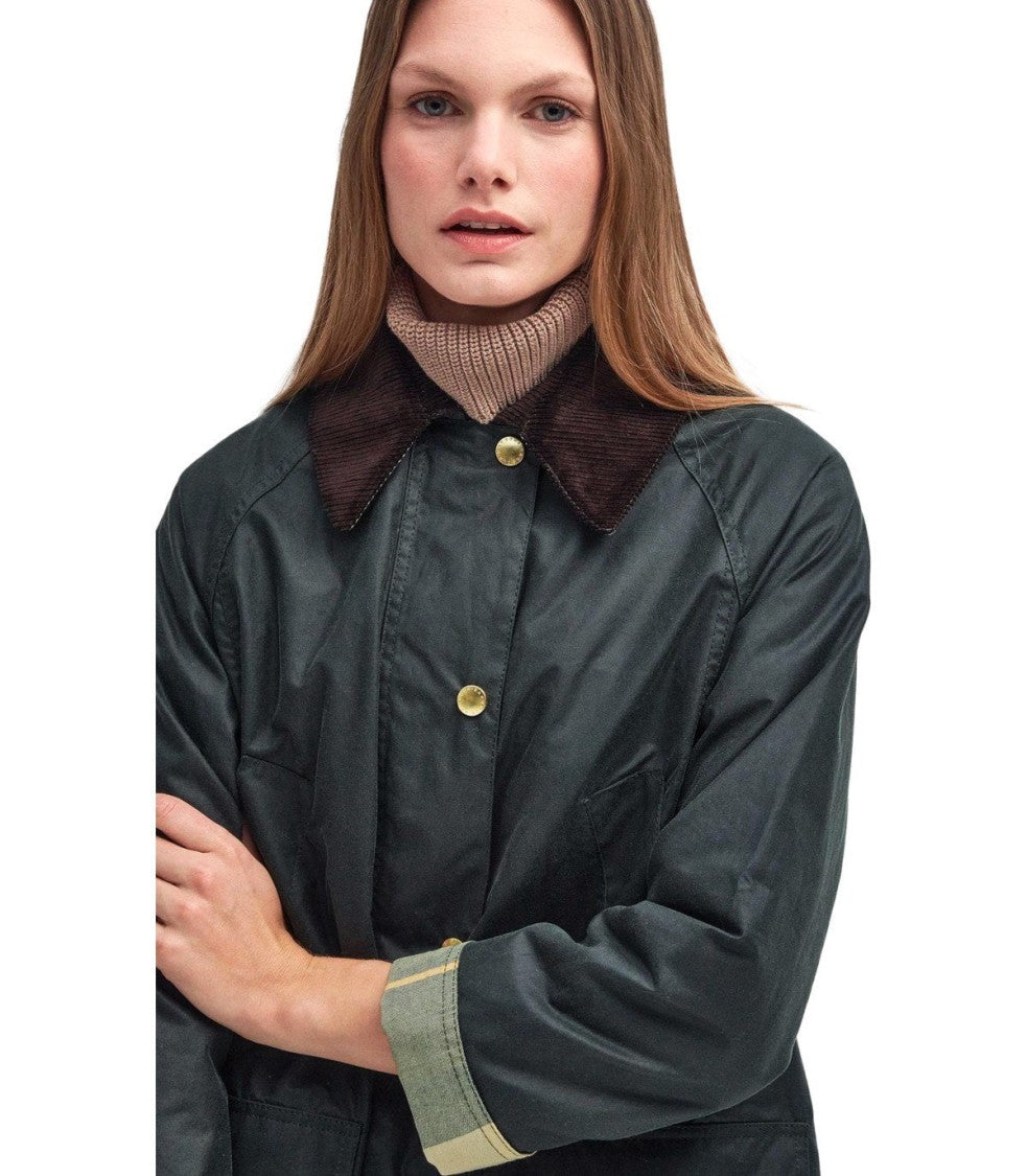 Barbour Beadnell Sage Green Long Jacket