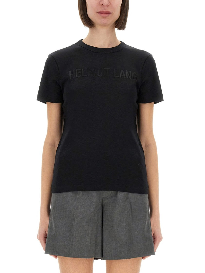 Helmut Lang Fitted Black T-Shirt With Embossed Logo And Timeless Silhouette