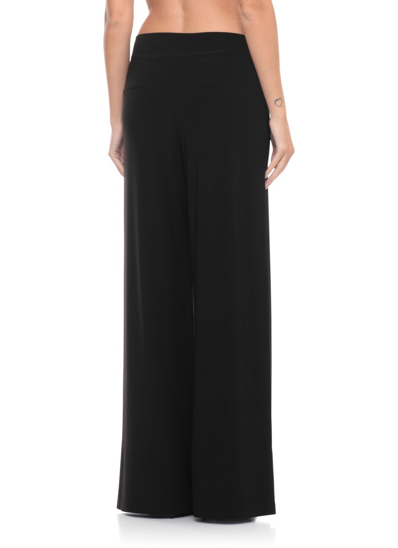 Norma Kamali Black Elastic Waist Palazzo Trousers