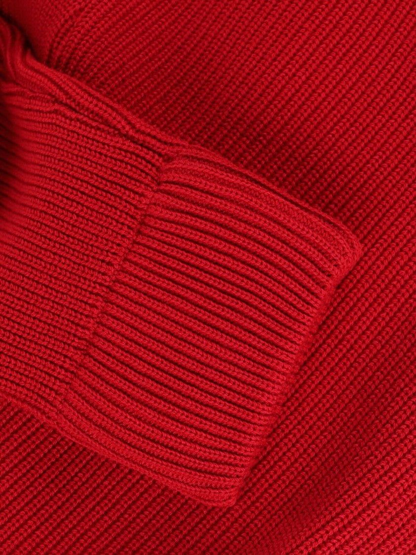 Maison Margiela Ribbed Knit Zip Cardigan With High Collar And Four-Stitch Detail