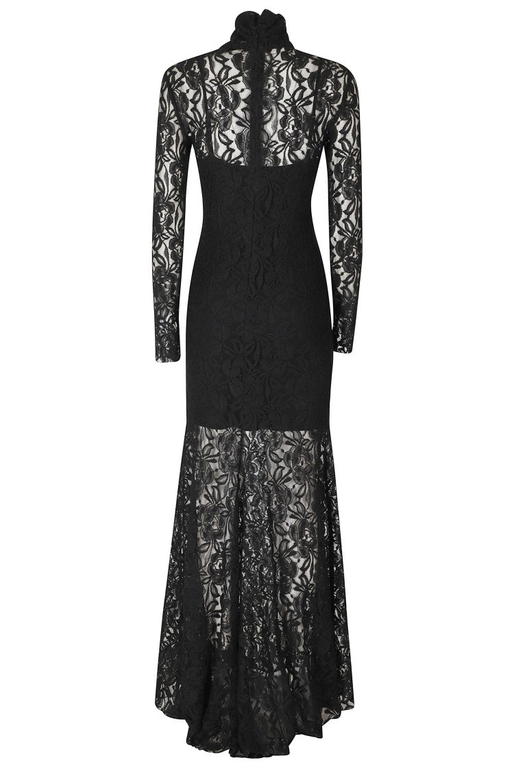 Alessandro Legora Black Floral Lace Jersey Maxi Dress