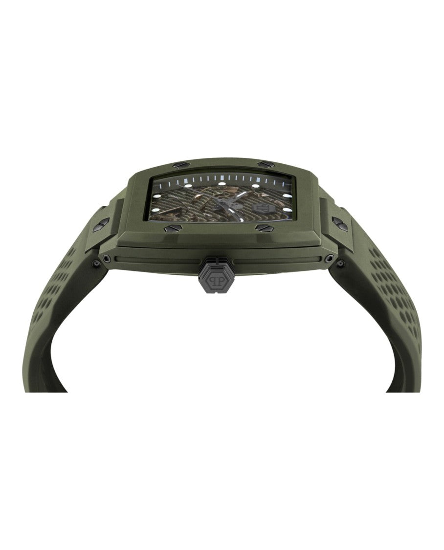 Philipp Plein Green Eco Ceramic Automatic Watch With Skeleton Dial
