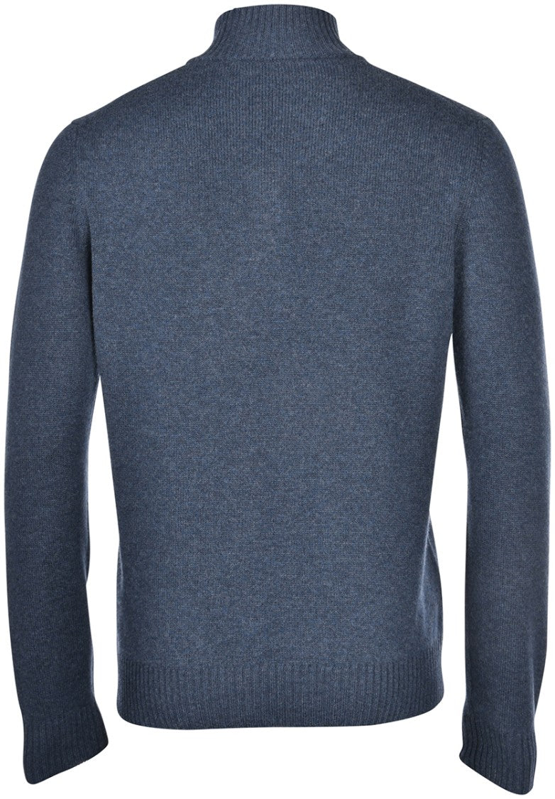 Gran Sasso Half-Zip Knit Top With Ribbed Details