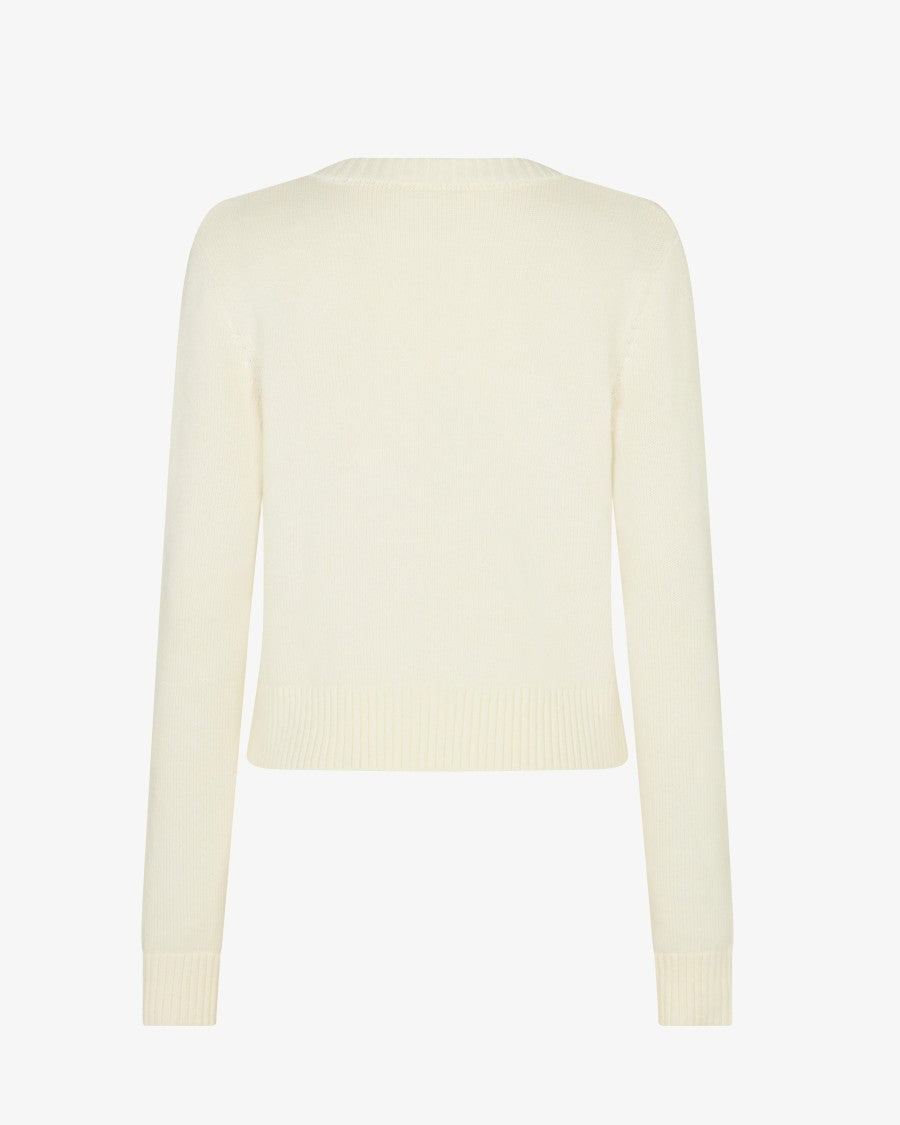 Serena Bute V-Neck Semi Cropped Cardigan - White