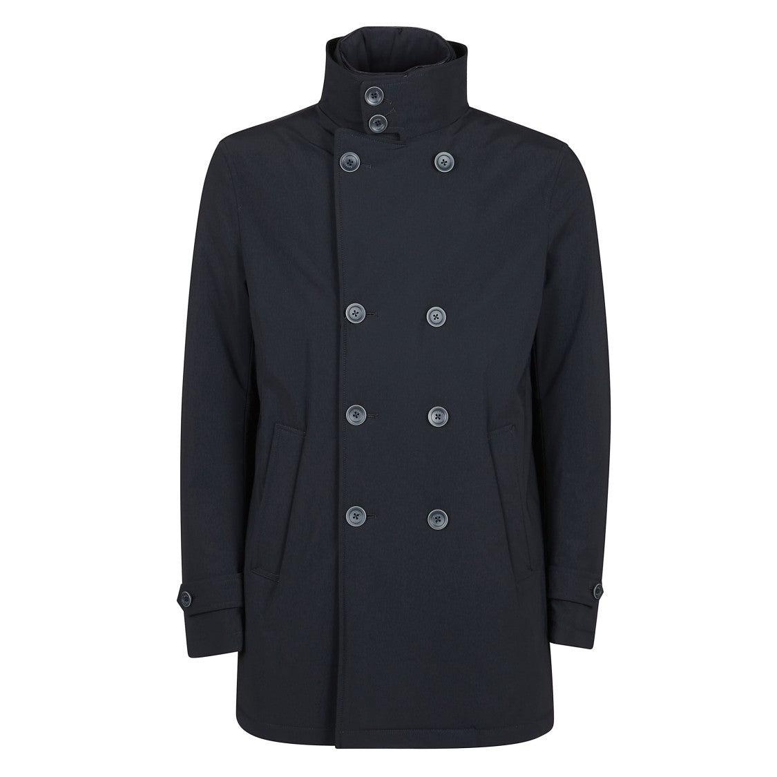 Herno Double-Breasted Peacoat With Structured Shoulders