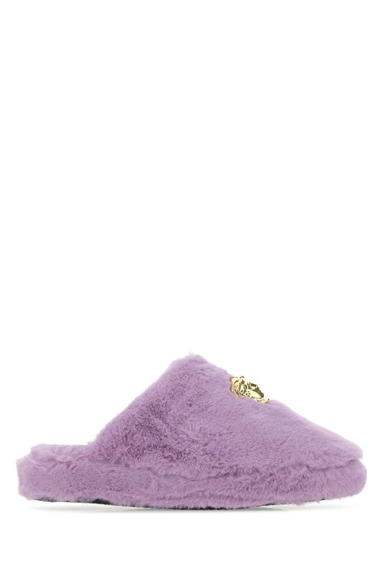 Versace Lilac Eco Fur Slippers