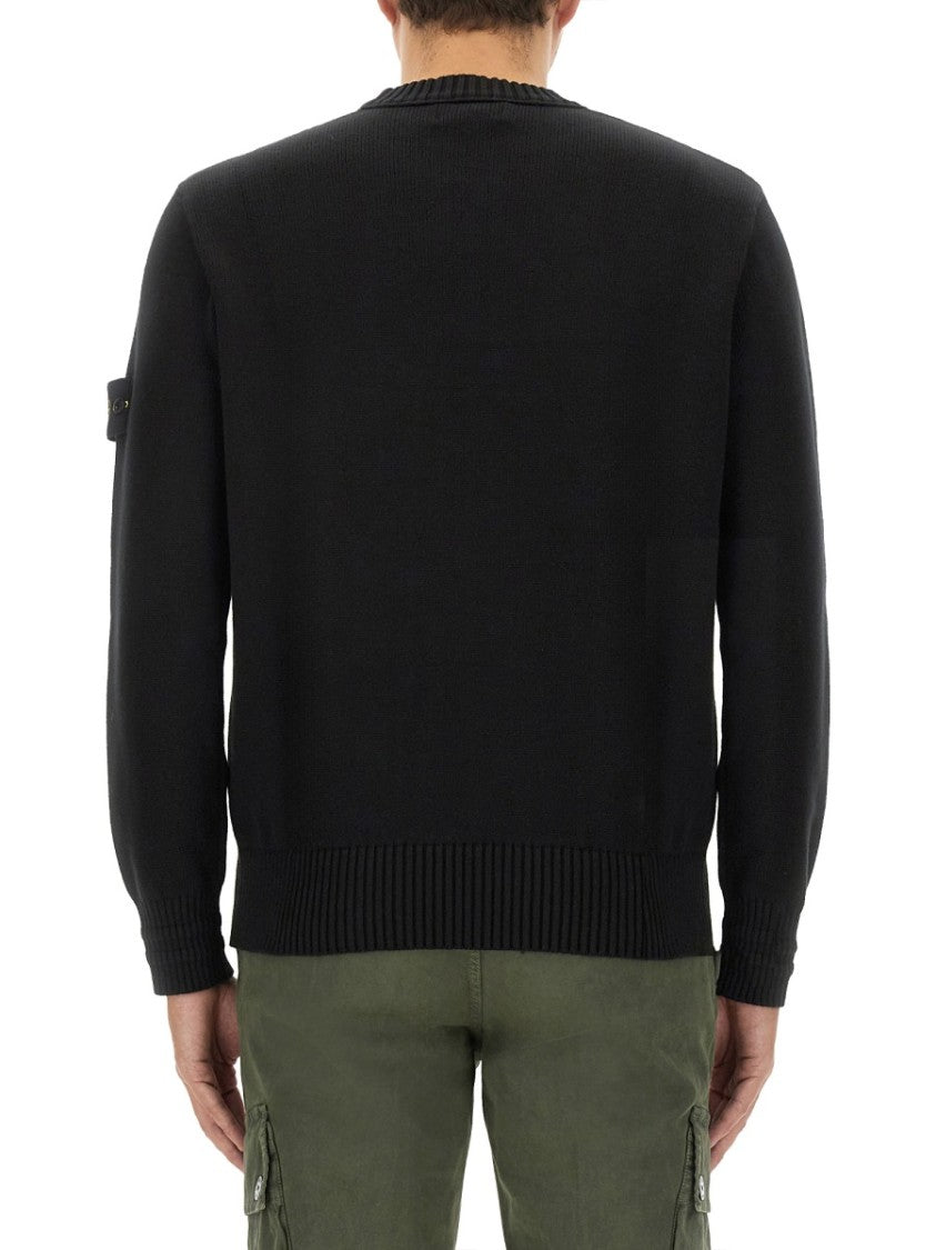 Stone Island Logo-Embellished Black Jersey