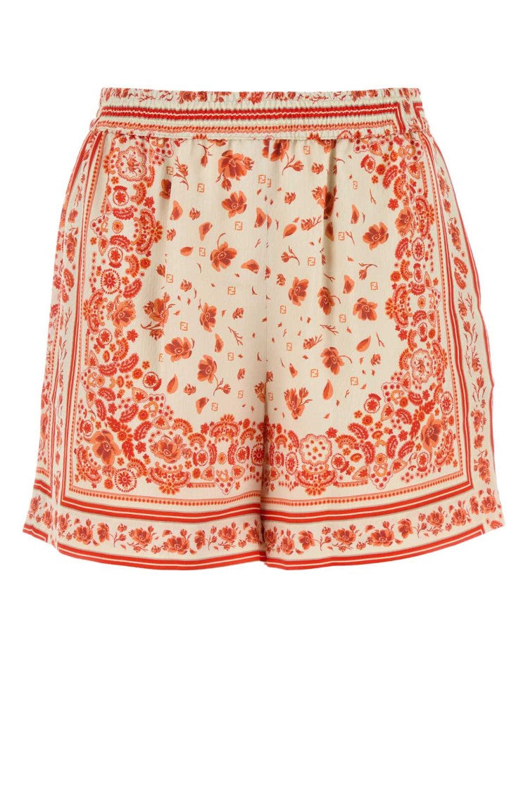 Fendi Printed Silk Shorts