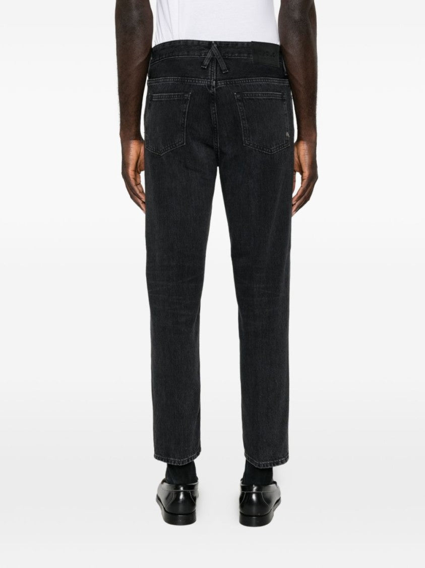 Cycle Cropped Black Straight-Leg Jeans