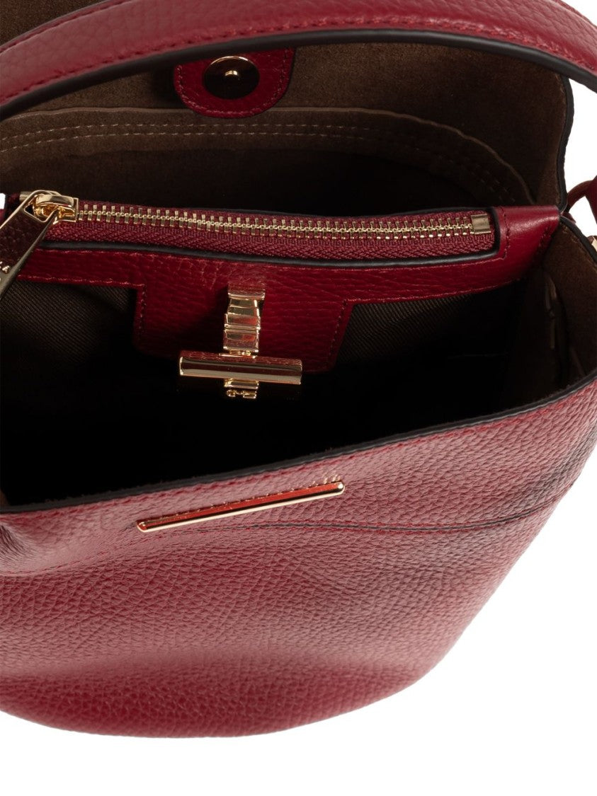 Furla Cherry Amelia Mini Pebbled Bucket Bag