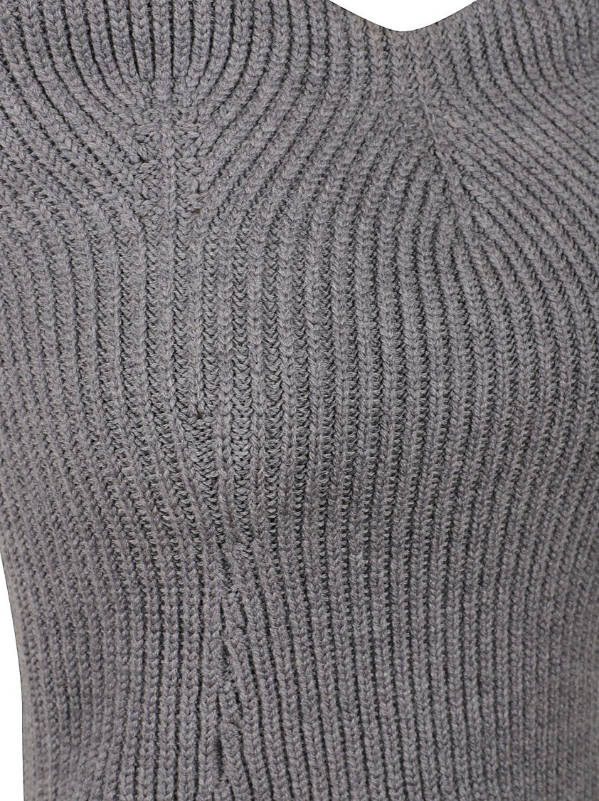 Jil Sander Ribbed Strapless Top With Curved Neckline