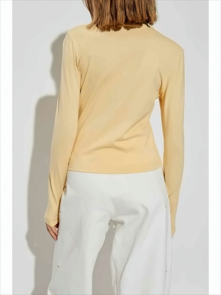 Jacquemus Fitted Long-Sleeve Top With Crew Neckline And Subtle Logo