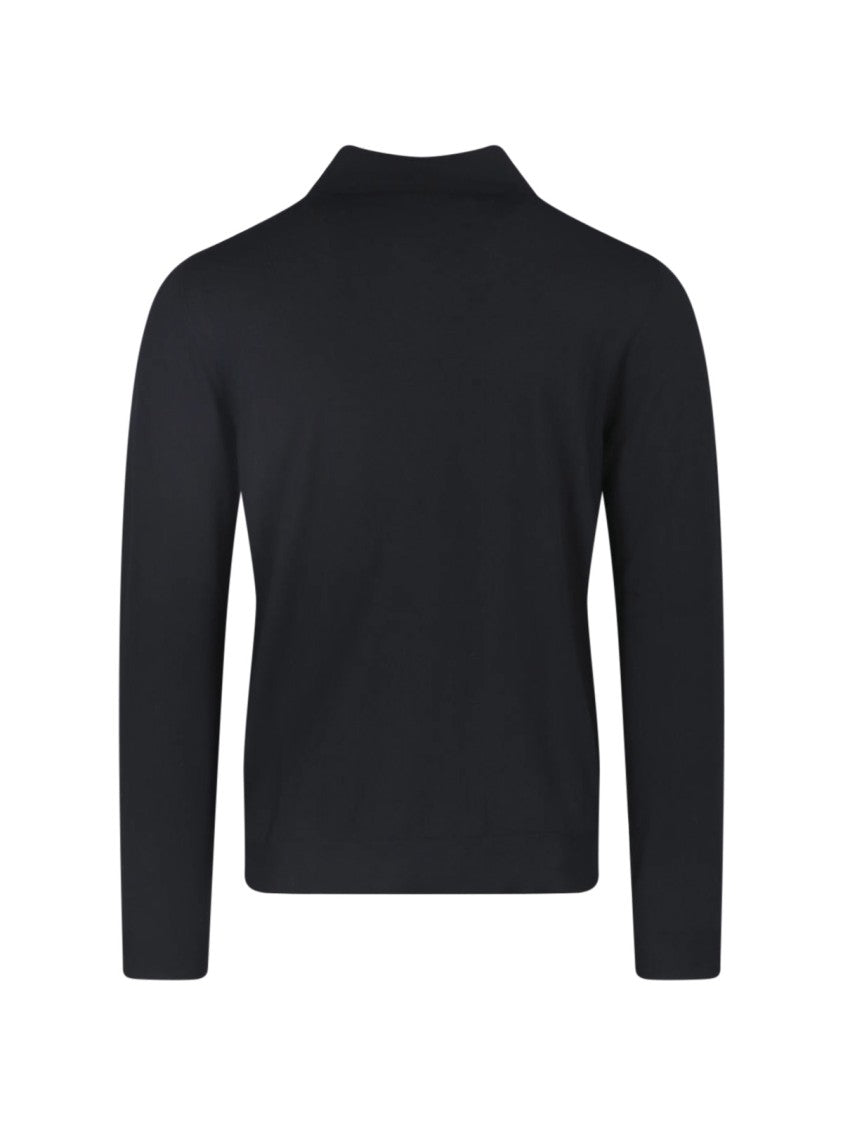 Zanone Virgin Wool Classic Collar Long-Sleeve Polo Shirt