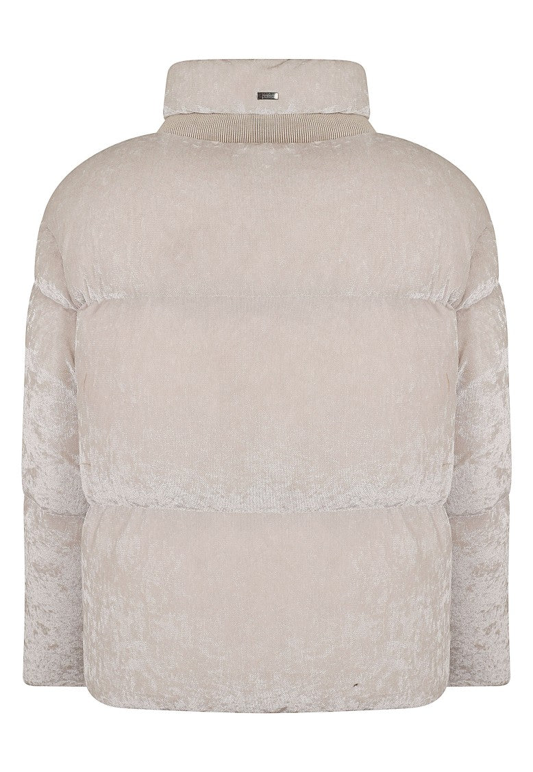 Herno Iridescent Chenille-Effect Down Jacket With Wrap-Around Collar