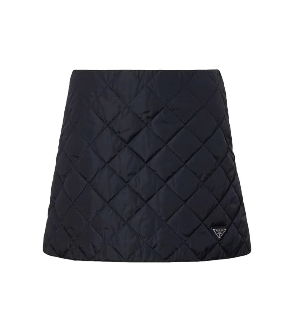 Prada Quilted Mini Skirt With A-Line Silhouette
