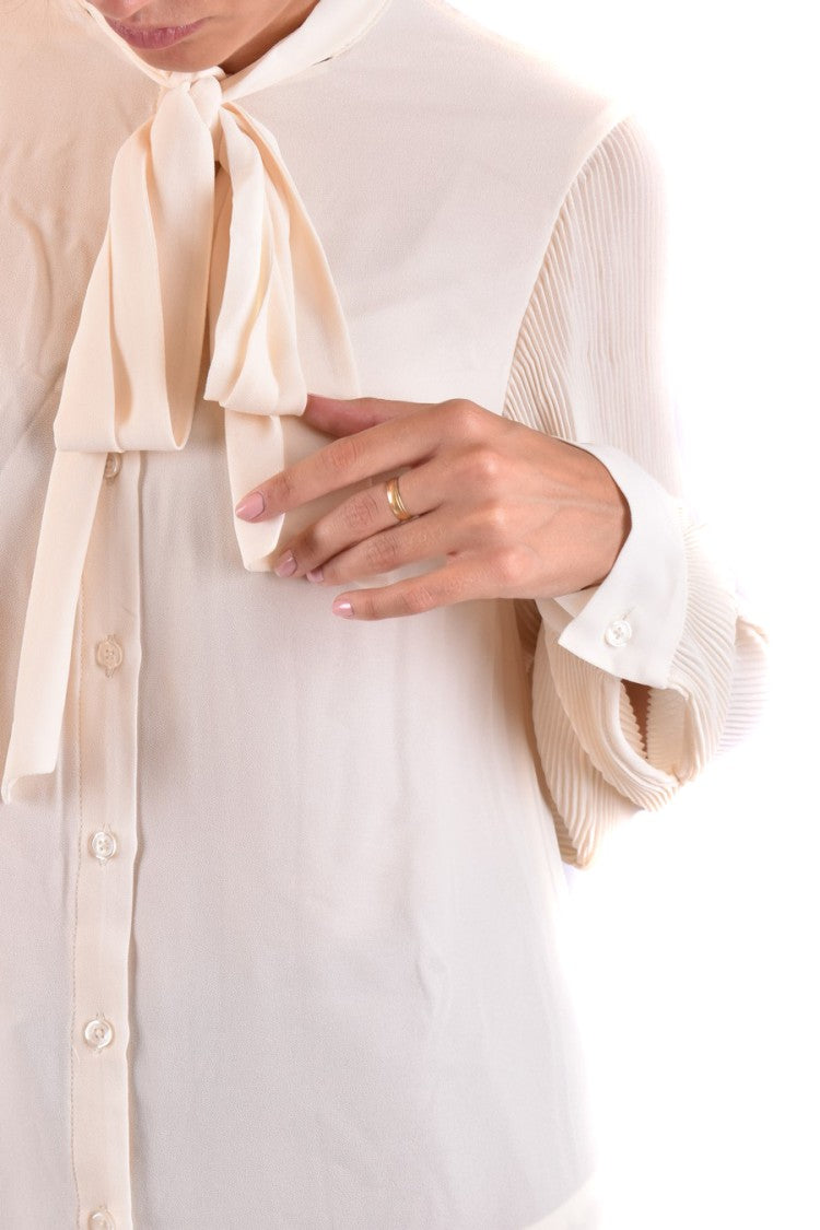Michael Kors Pleasing Bow Tie Blouse With Pleated Sleeves
