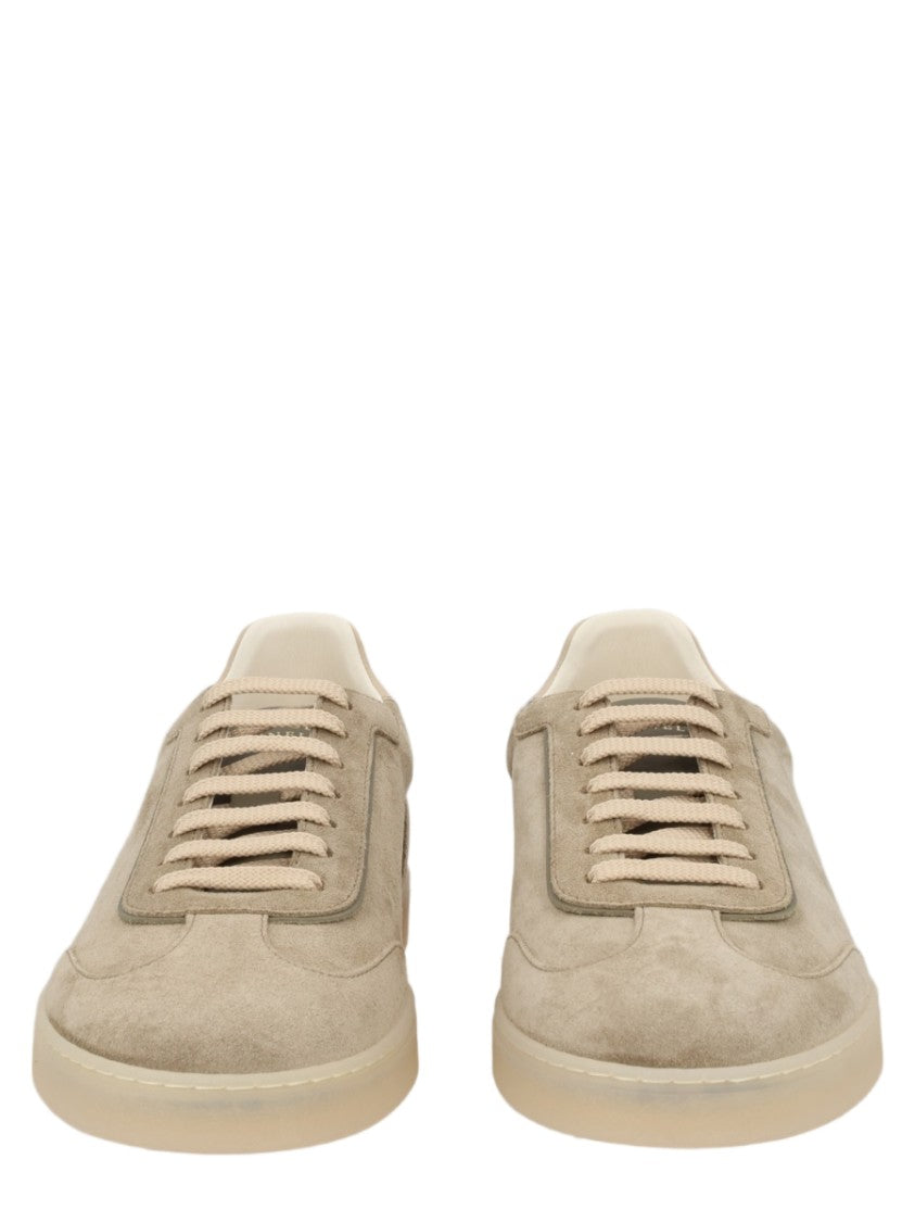Brunello Cucinelli Low-Top Casual Sneakers In Soft Suede With Embossed Logo