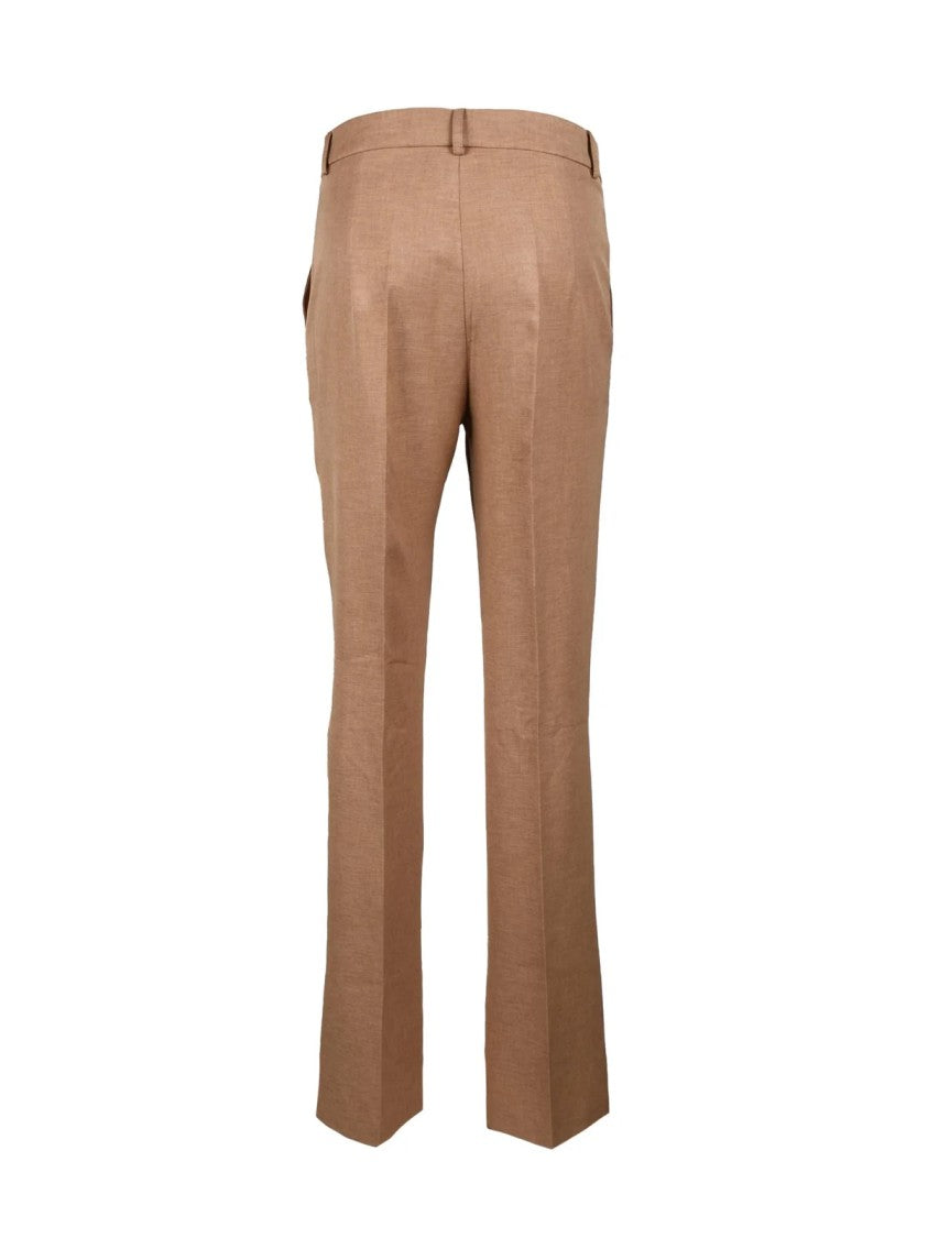 Dimora Brown Mid-Rise Straight-Leg Polyester Pants