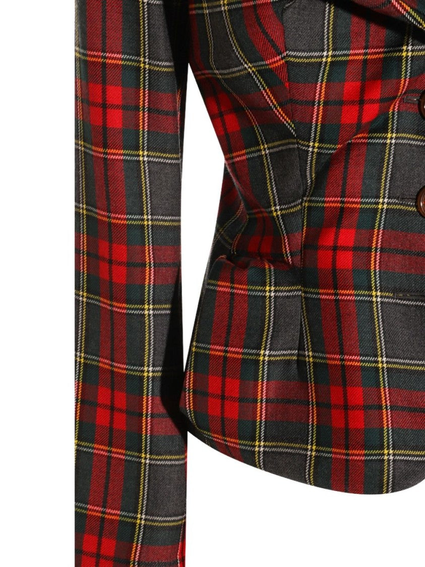 Vivienne Westwood Plaid Tailored Jacket With Notch Lapel And Button-Detail Cuffs