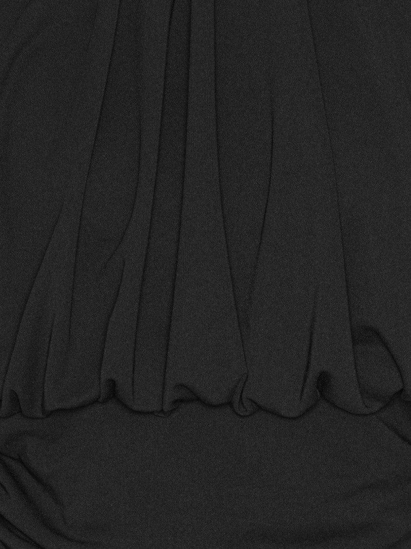 Rotate Draped Black Top With High Neckline