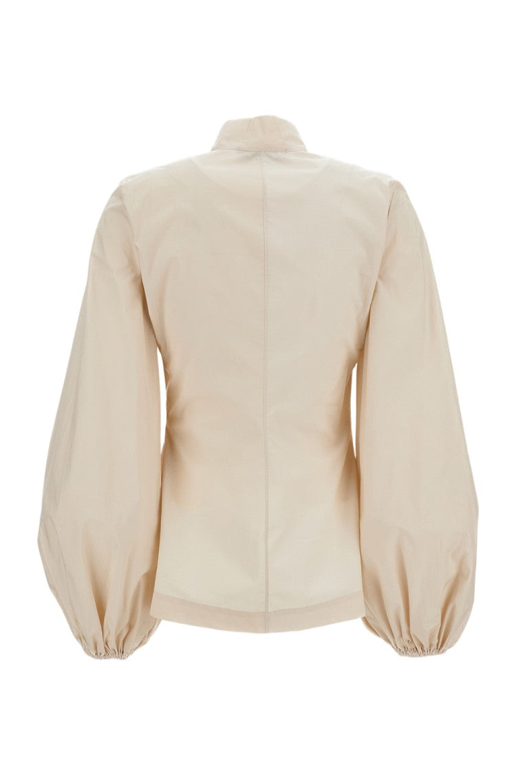 The Latest Cotton Shirt With High Collar And Central Zip Closure