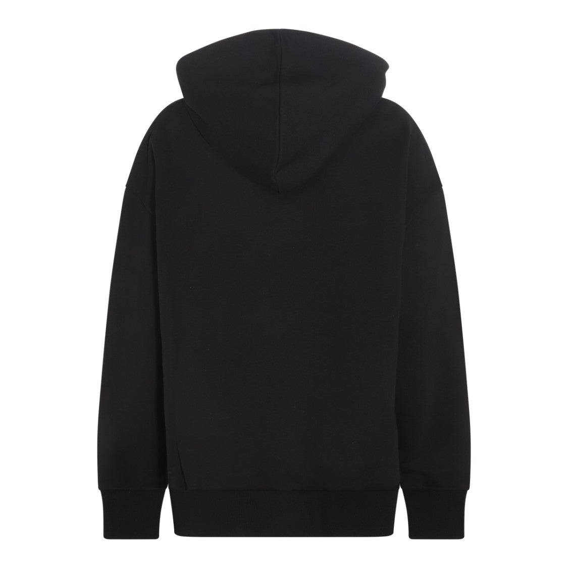 Stella Mccartney Kangaroo Pocket Black Cotton Hoodie With Unique Charm Print