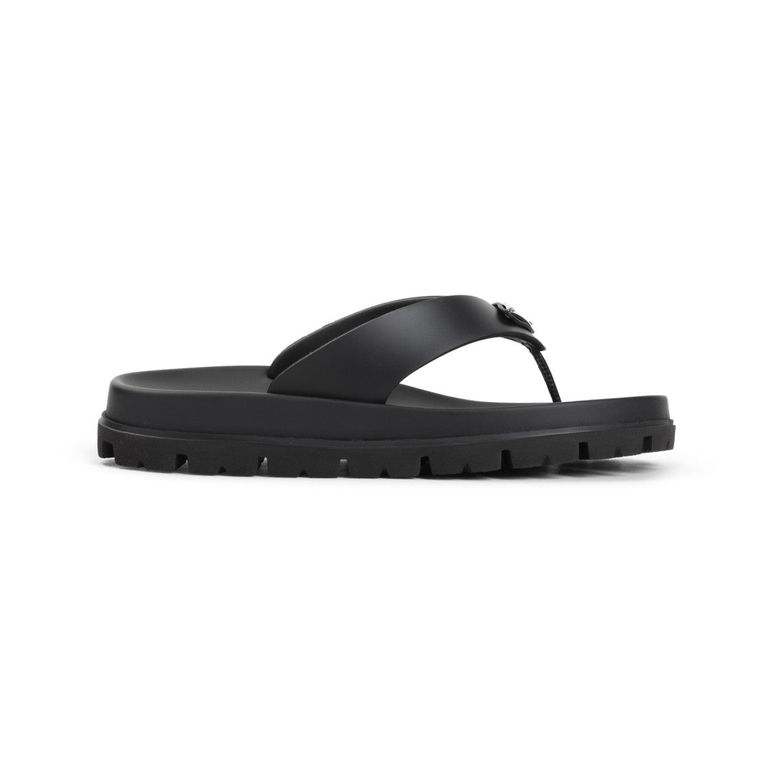 Prada Minimalist Black Sandals With Rugged Sole