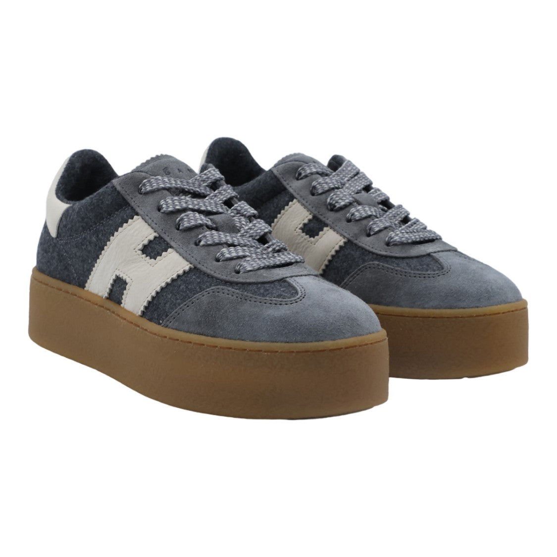 Hogan Platform Sneakers With Prominent Logo And Textural Contrast