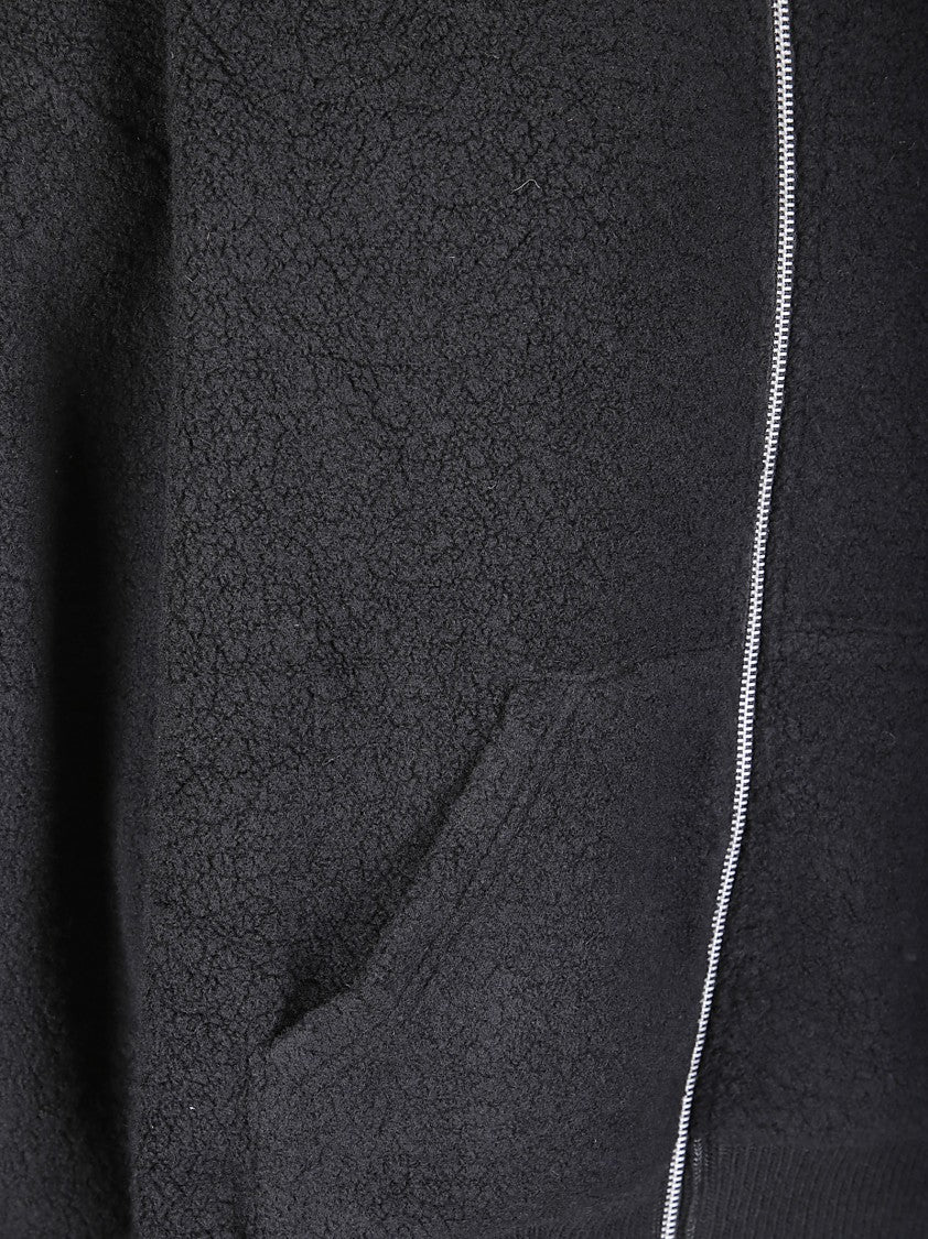 Yohji Yamamoto Asymmetrical Hem Hoodie With Double-Slider Zip And Batwing Sleeves