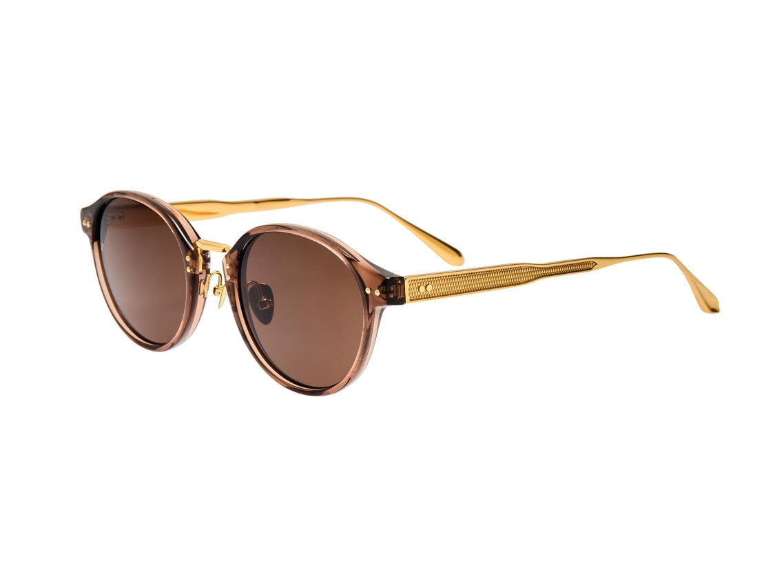 Linda Farrow Brown Lfl1535 Translucent Acetate Round Sunglasses