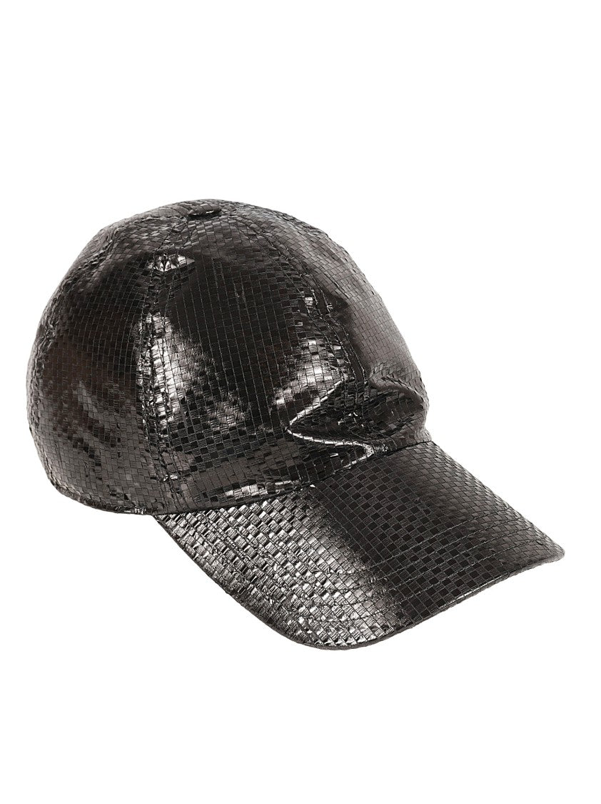 Alexander Mcqueen Textured Black Cap With Shiny Finish